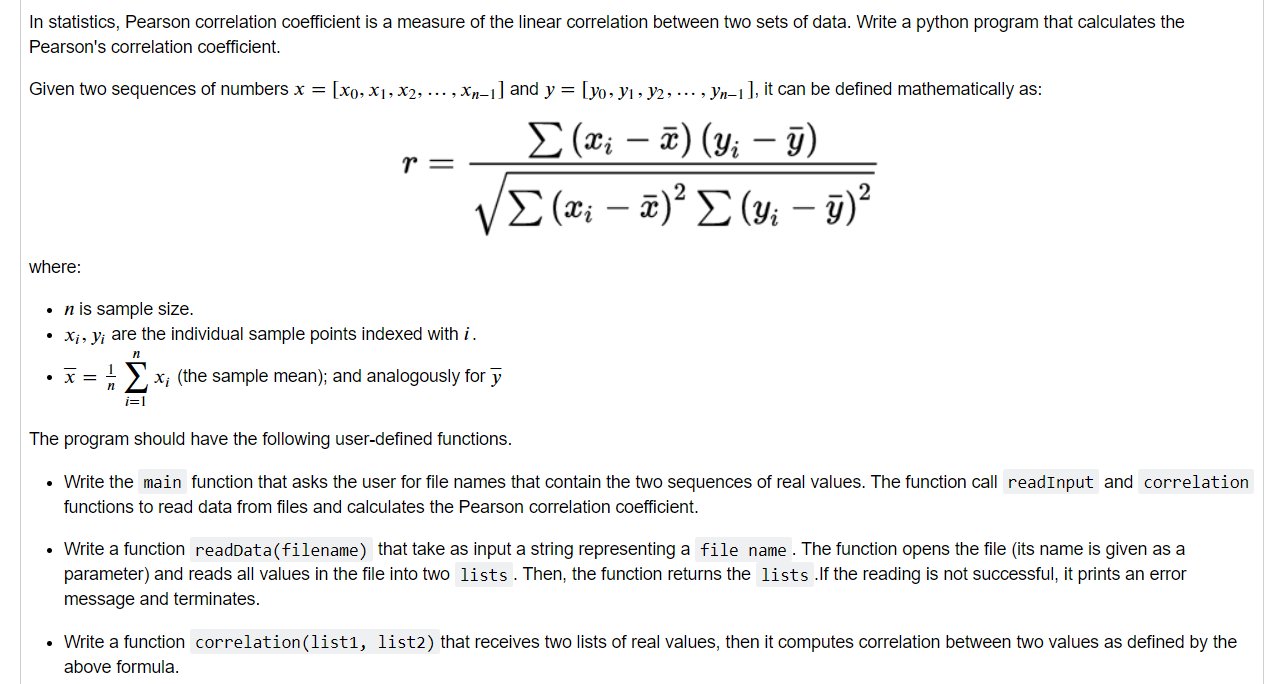 Solved In Statistics, Pearson Correlation Coefficient Is A | Chegg.com