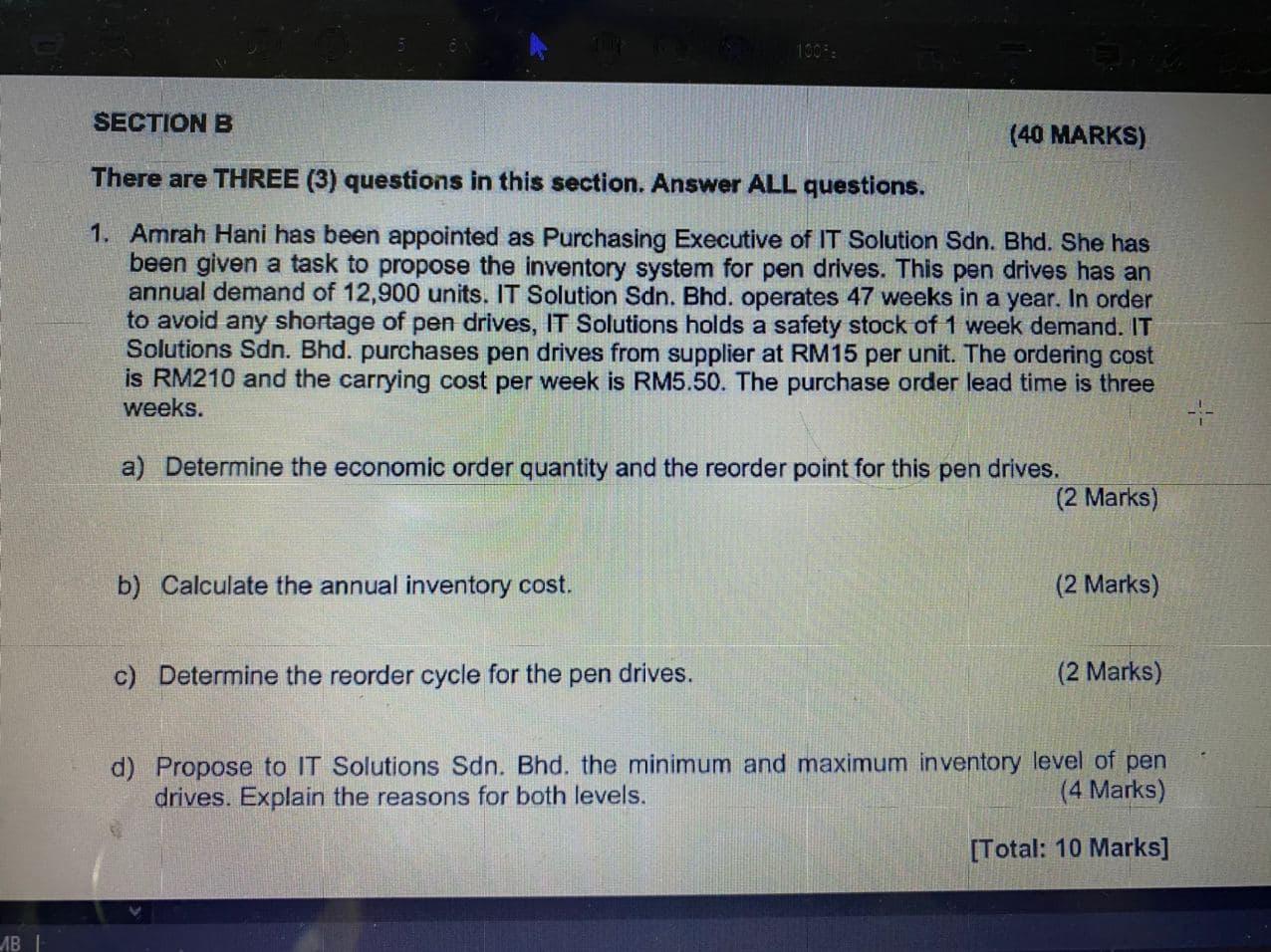 Solved 1002: SECTION B (40 MARKS) There Are THREE (3) | Chegg.com