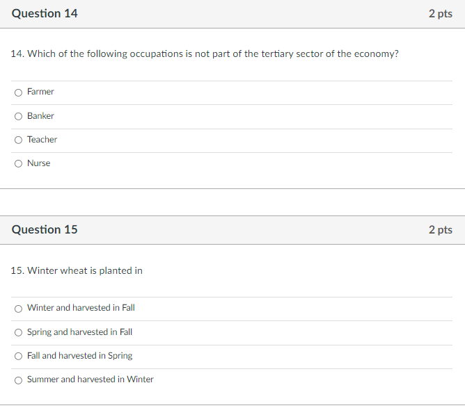 Solved Question 14 2 pts 14. Which of the following | Chegg.com