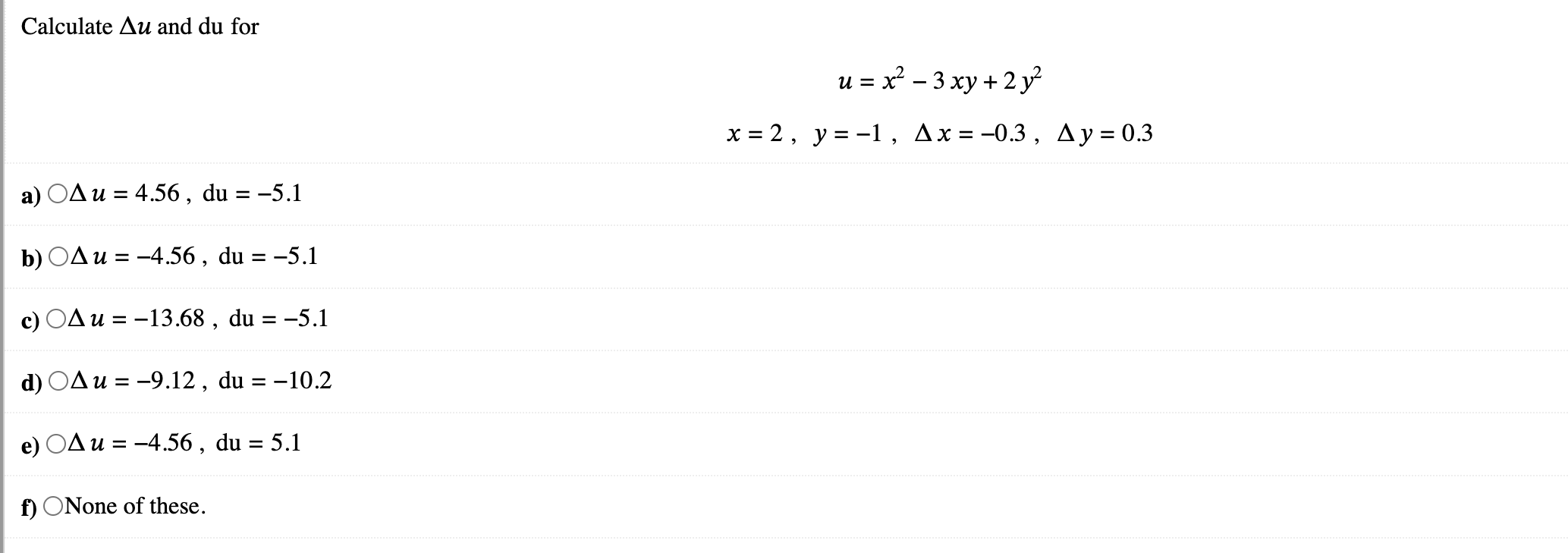 Solved Calculate Δu and du for | Chegg.com