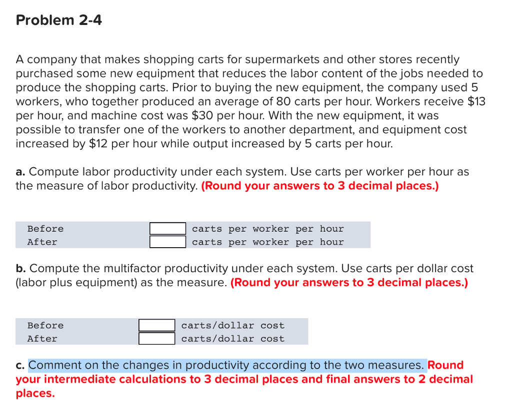 Solved Problem 24 A company that makes shopping carts for