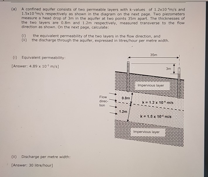 Solved (a) A confined aquifer consists of two permeable | Chegg.com