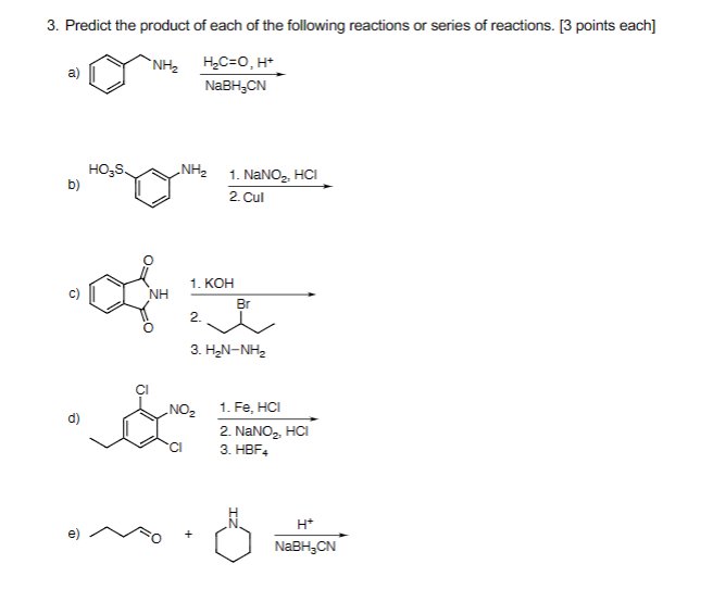 Solved 3. Predict the product of each of the following | Chegg.com