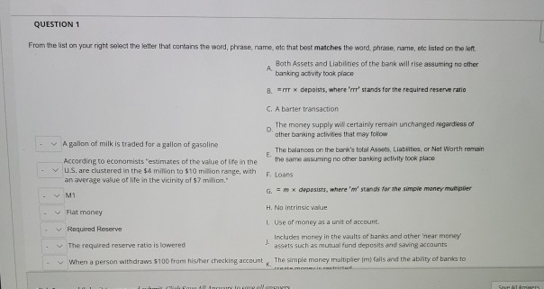 Solved QUESTION 1 From the list on your right select the