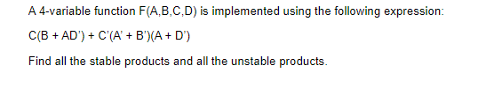 Solved A 4-variable Function F(A,B,C,D) Is Implemented Using | Chegg.com