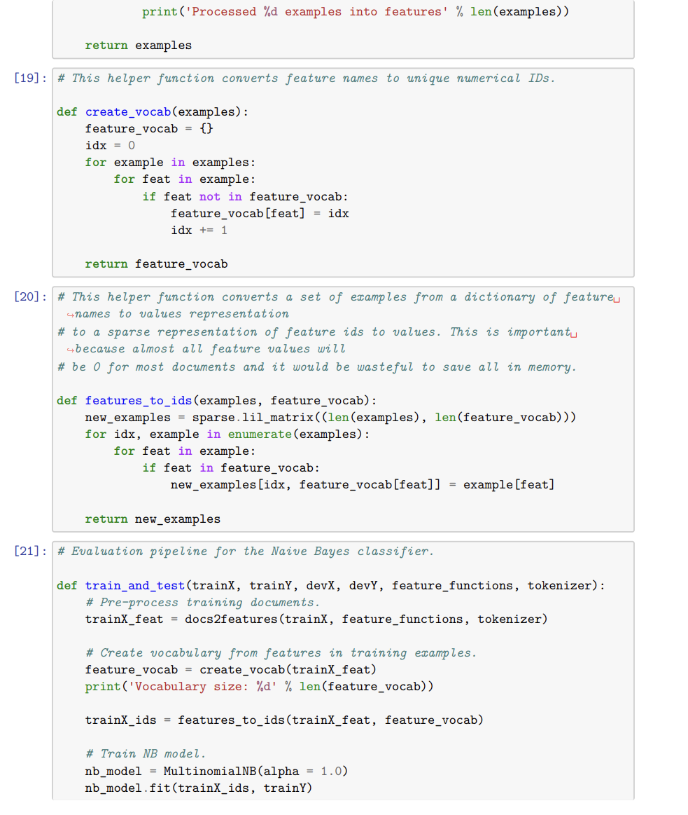 Solved \# Pre-process test documents. devX_feat = docs 2 | Chegg.com