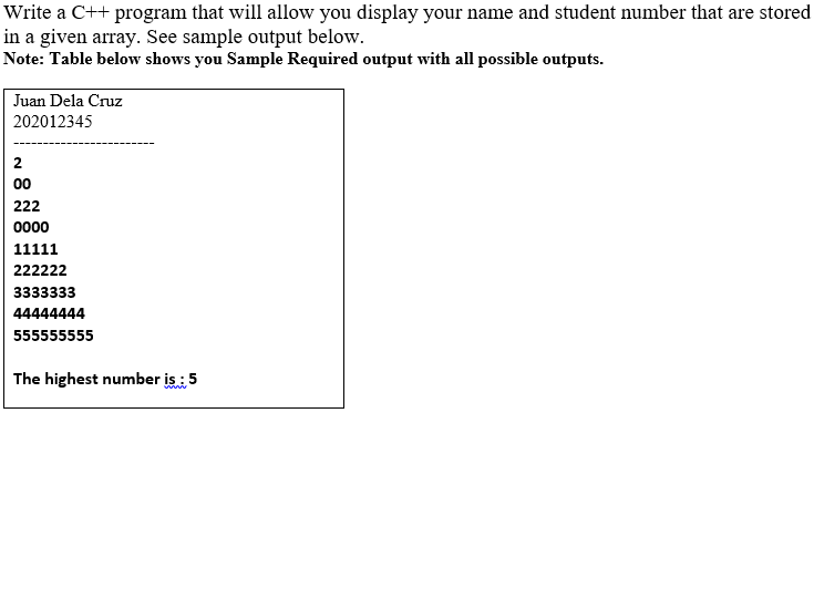 Solved Write a C++ program that will allow you display your | Chegg.com