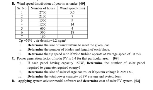 wind energy related question to be solved calculating | Chegg.com