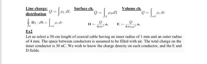 Solved Line charge: Surface ch. Volume ch Pe dv vol PsdS | Chegg.com