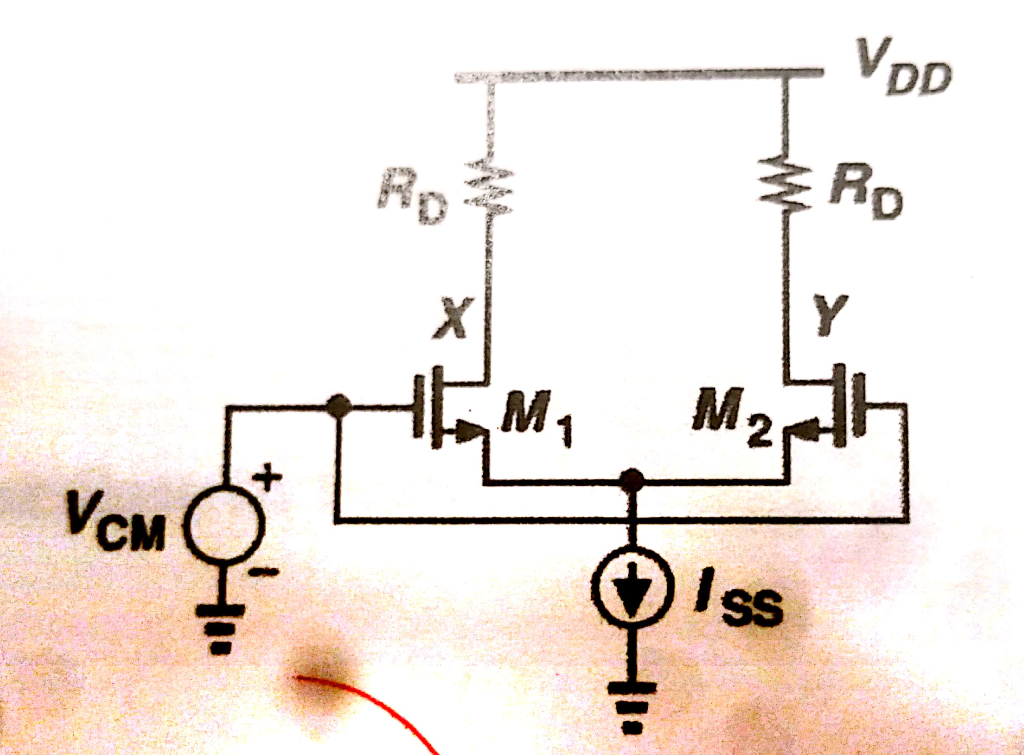 Solved In the MOS differential pair shown below if Vin,CM= 1 | Chegg.com