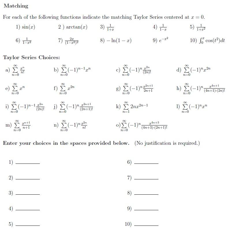 Solved For each of the following functions indicate the | Chegg.com