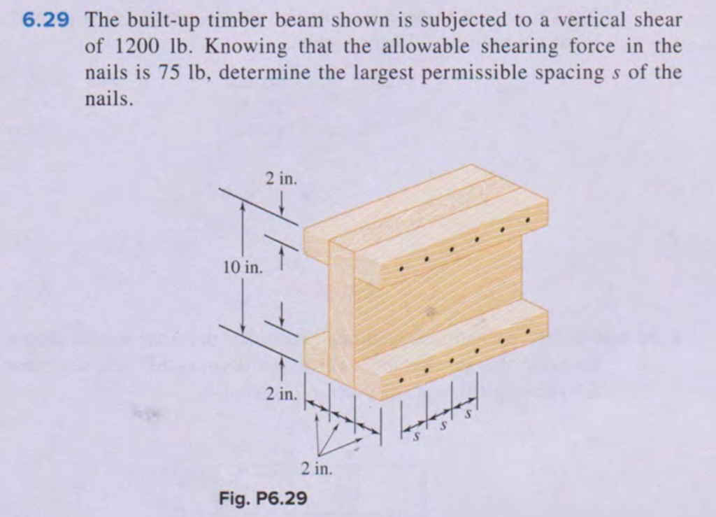 Solved 6.29 The built-up timber beam shown is subjected to a | Chegg.com