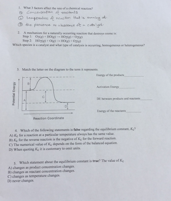 Solved What 3 factors affect the rate of a chemical | Chegg.com