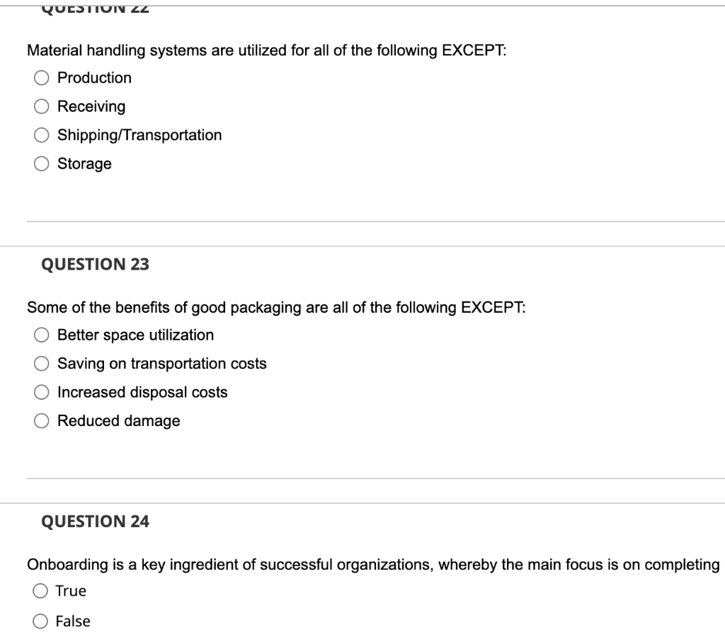 Solved Material handling systems are utilized for all of the | Chegg.com