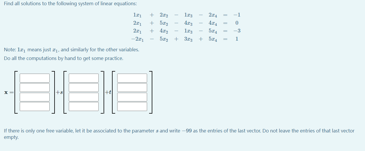 Solved Find All Solutions To The Following System Of Linear | Chegg.com