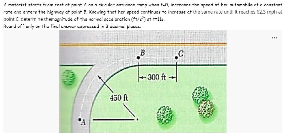 Solved A Motorist Starts From Rest At Point A On A Circular | Chegg.com