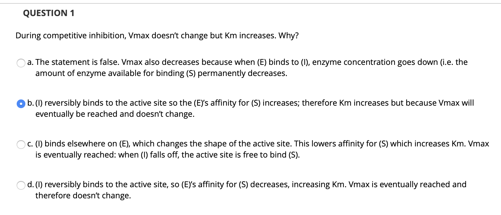 Competitive Inhibition Vmax Solved QUESTION 1 During competitive inhibition, Vmax | Chegg.com