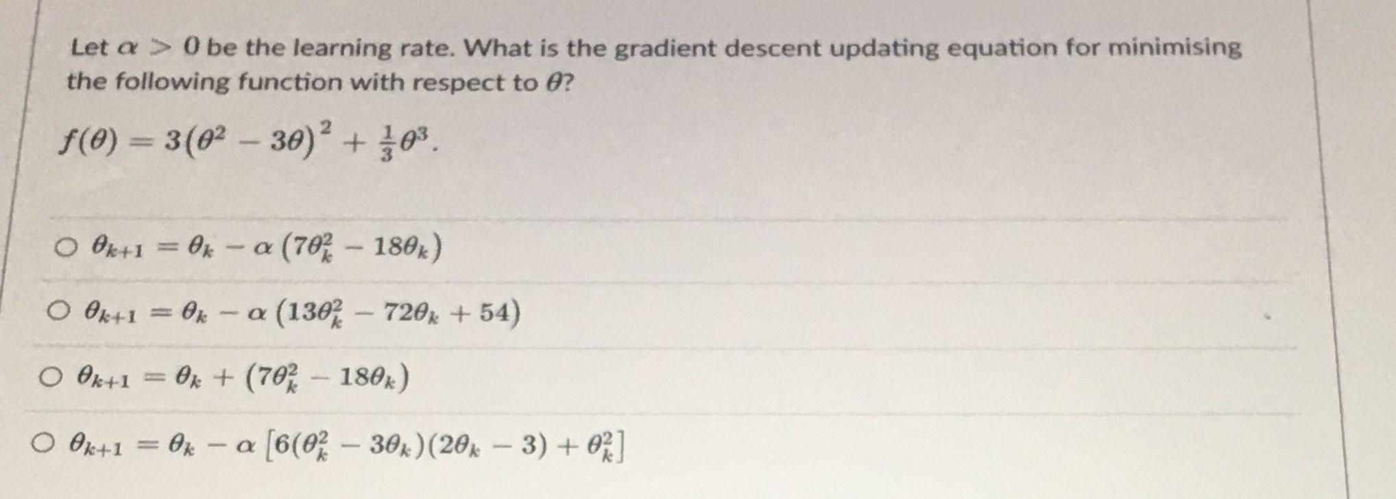 Solved Let a > O be the learning rate. What is the gradient | Chegg.com