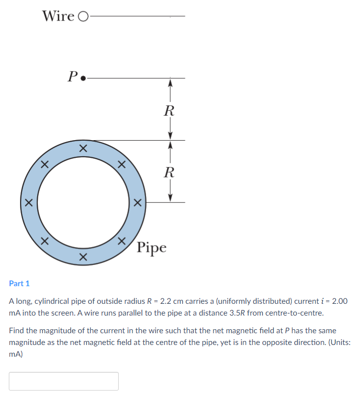 Solved Wire o P. R Х Х R Х Х Х. Pipe Х Part 1 A long, | Chegg.com