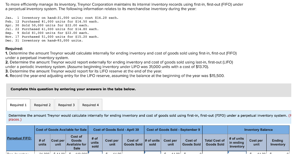 Solved To More Efficiently Manage Its Inventory, Treynor | Chegg.com