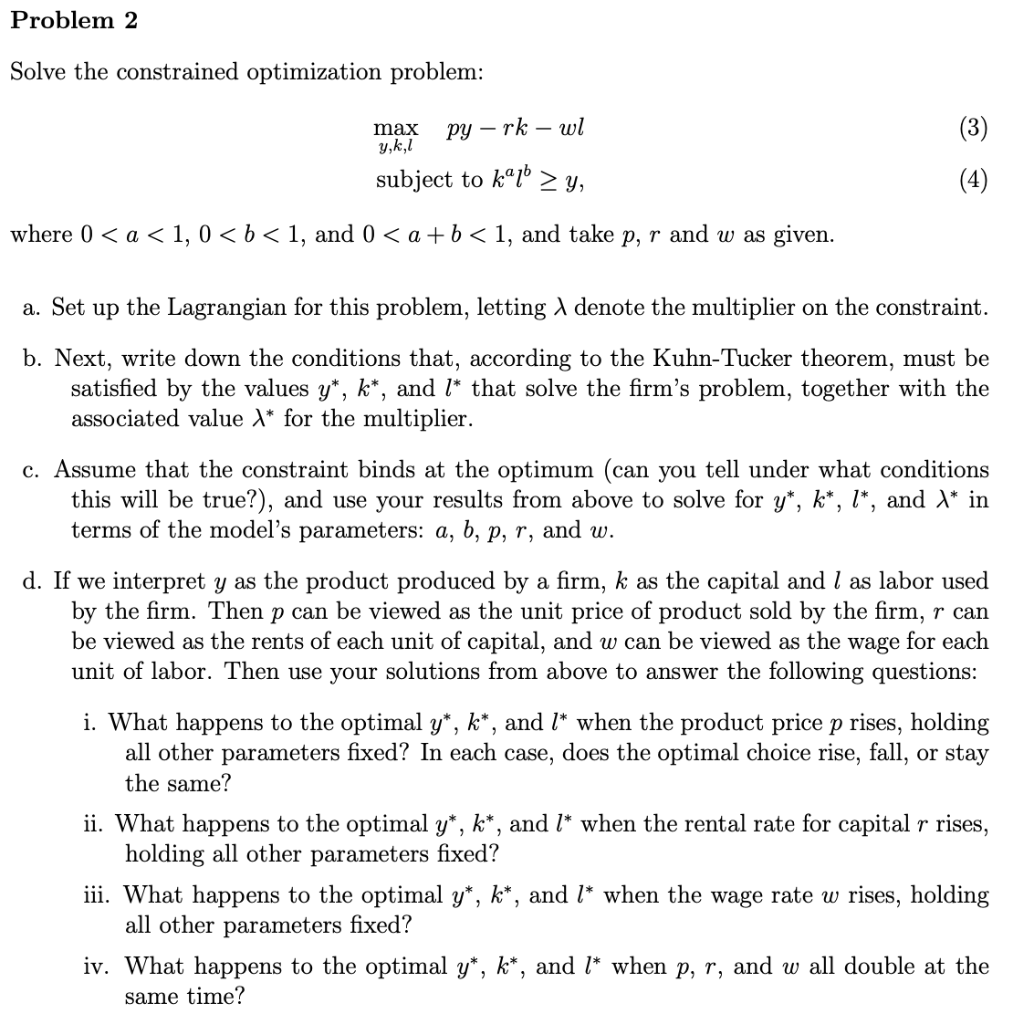 Solved Problem 2 Solve the constrained optimization problem: | Chegg.com