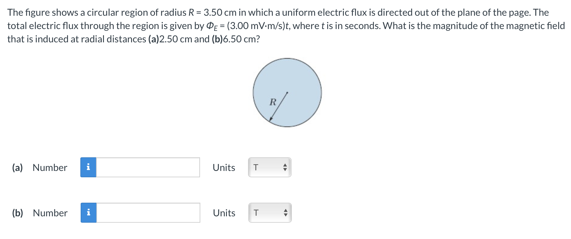 Solved The figure shows a circular region of radius R = 3.50 | Chegg.com