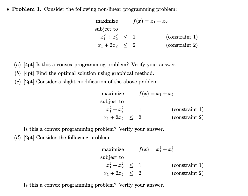 Problem 1. Consider the following non-linear | Chegg.com