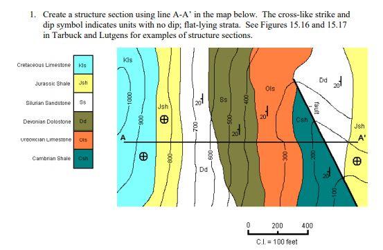 Solved 1. Create a structure section using line A-A' in the | Chegg.com