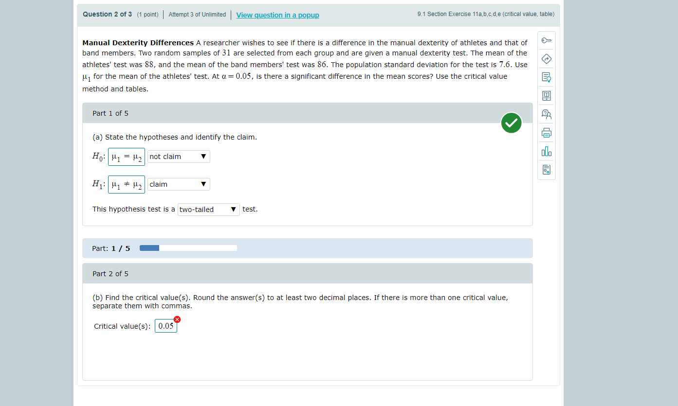 Solved Question 2 of 3 (1 point) | Attempt 3 of Unlimited | Chegg.com