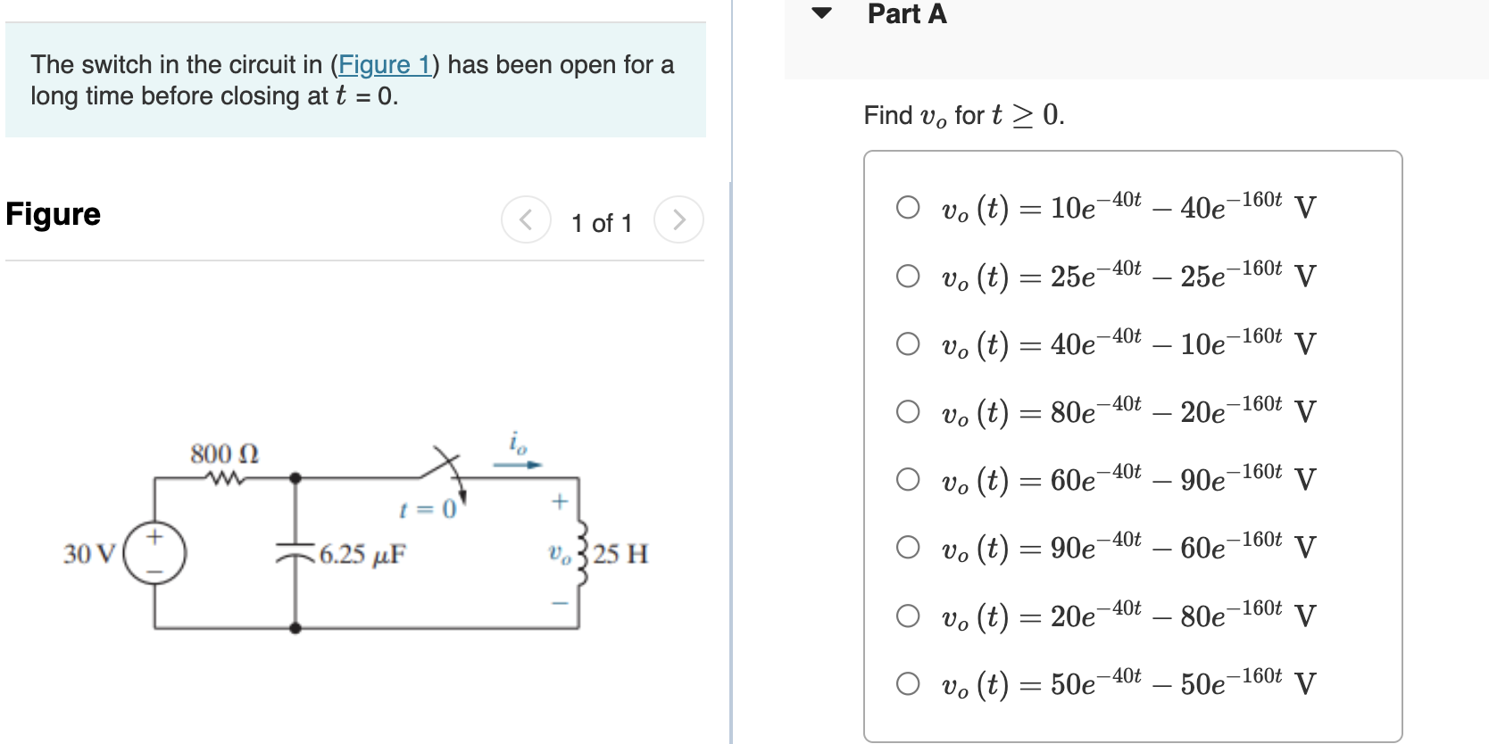 Solved The Switch In The Circuit In Figure Has Been Open Chegg Com