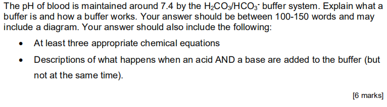 Solved The pH of blood is maintained around 7.4 by the | Chegg.com