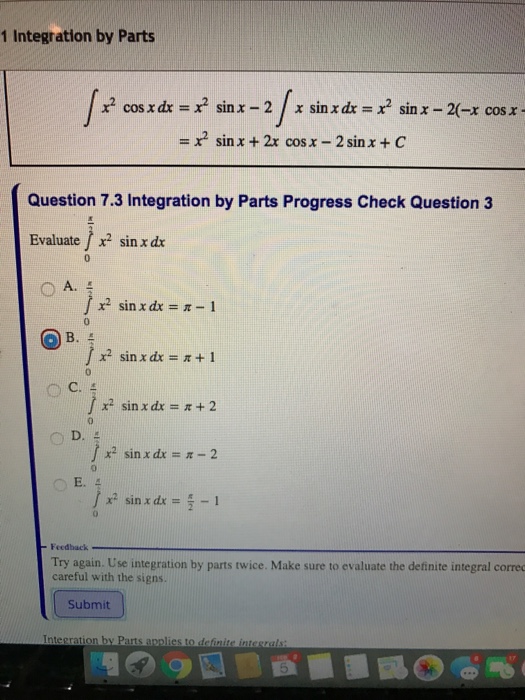 integration of x 2 cos x dx