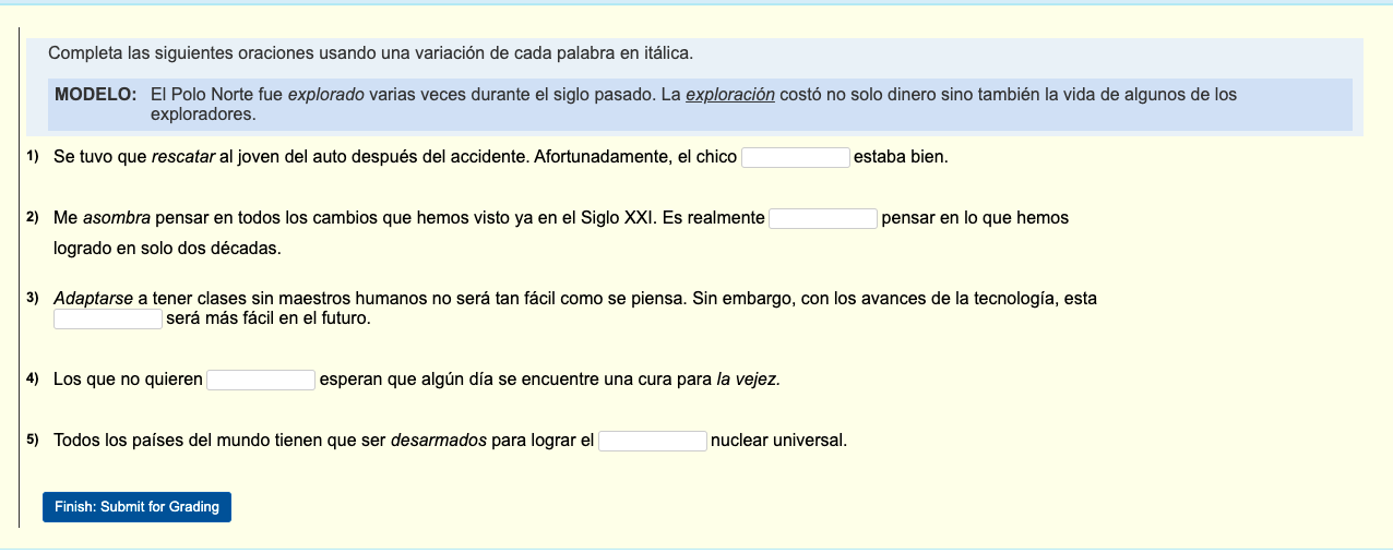 Completa Las Siguientes Oraciones Usando Una | Chegg.com