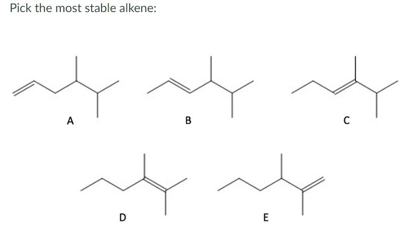 Solved Pick the most stable alkene: A B CPick the major | Chegg.com