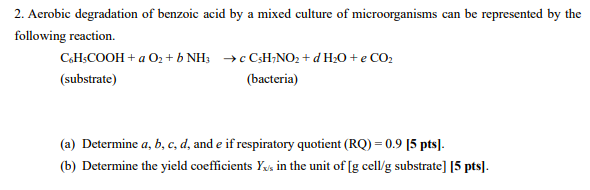 Solved 2. Aerobic degradation of benzoic acid by a mixed | Chegg.com