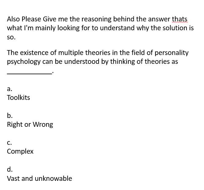 Solved Also Please Give Me The Reasoning Behind The Answer | Chegg.com