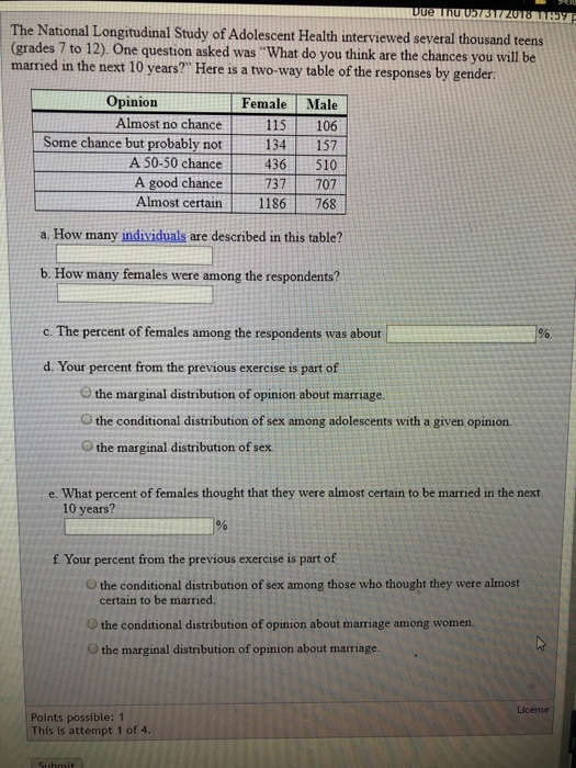 Solved The National Longitudinal Study of Adolescent Health