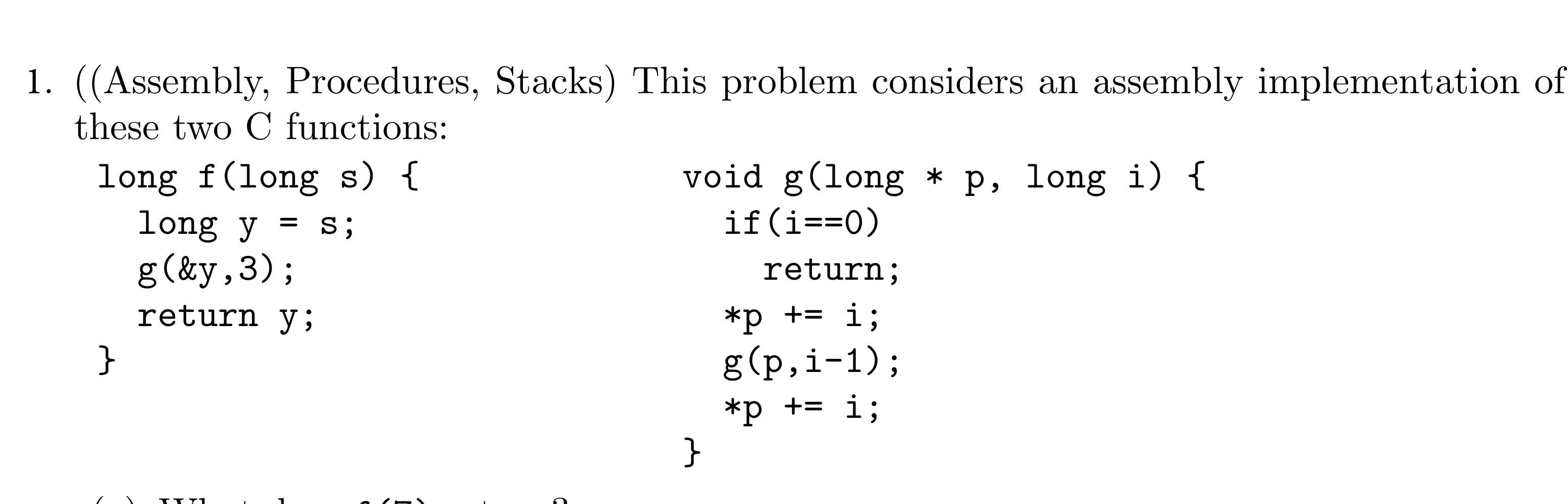 Solved 1. ((Assembly, Procedures, Stacks) This problem | Chegg.com
