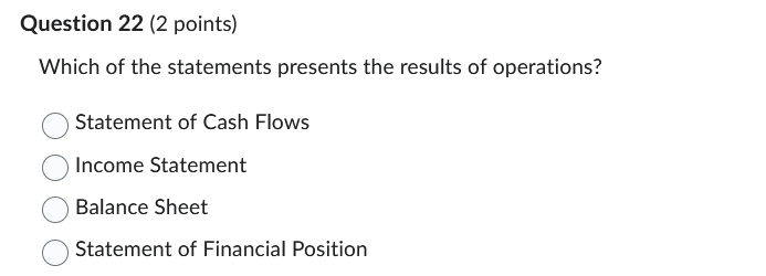 Solved Question 22 (2 ﻿points)Which of the statements | Chegg.com