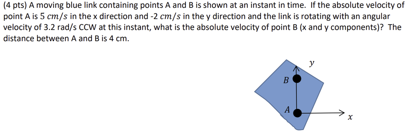 Solved (4 Pts) A Moving Blue Link Containing Points A And B | Chegg.com