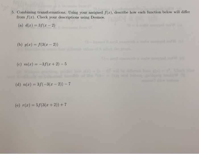Solved 5. Combining transformations. Using your assigned | Chegg.com