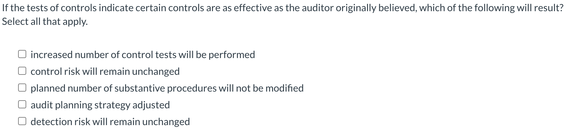 Solved If the tests of controls indicate certain controls | Chegg.com