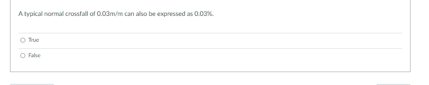 Solved A typical normal crossfall of 0.03m/m can also be | Chegg.com