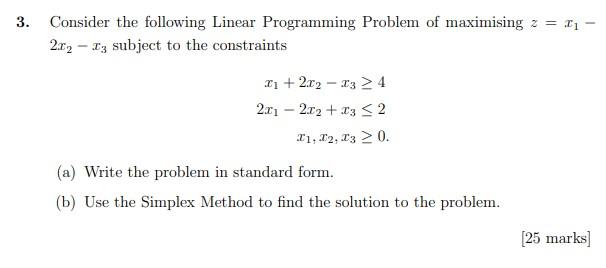 Solved 3. Consider the following Linear Programming Problem | Chegg.com
