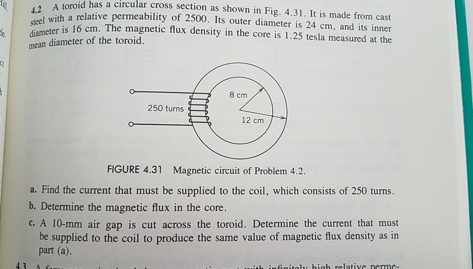 Solved 4.2 A toroid has a circular ci id has a circular | Chegg.com