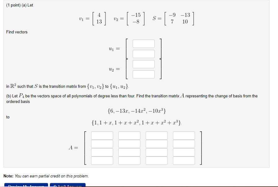 Solved 1 Point A Let Find Vectors U U2 In R2 Such Chegg Solved 1 Point A Let Find Vectors U U2 In R2 Such Chegg