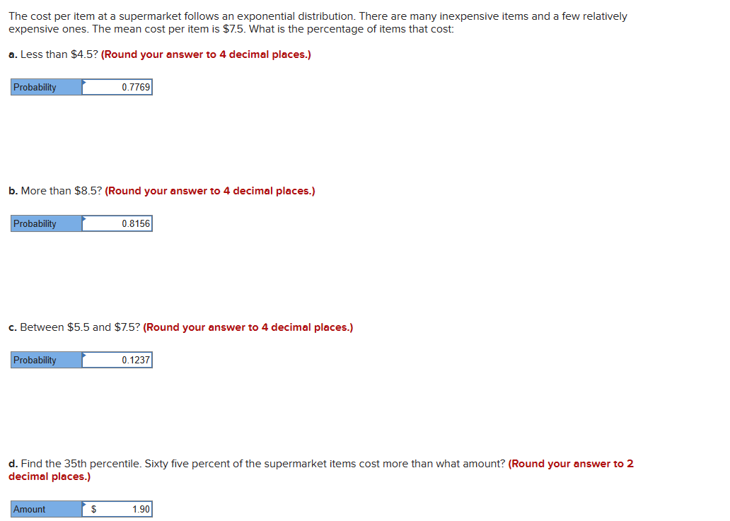 Solved The cost per item at a supermarket follows an | Chegg.com