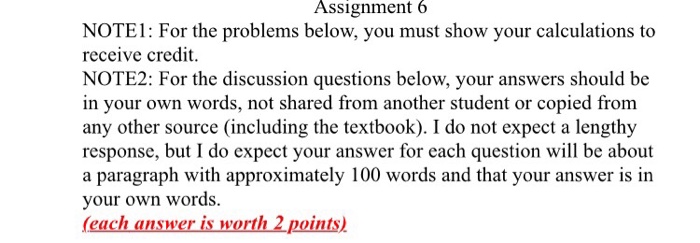 Solved Assignment 6 NOTE: For the problems below, you must | Chegg.com
