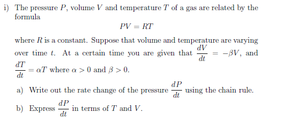 volume temperature and pressure formulaa