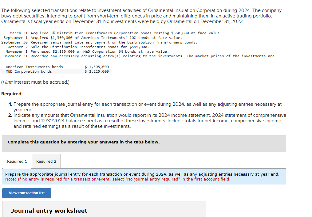 Solved The following selected transactions relate to